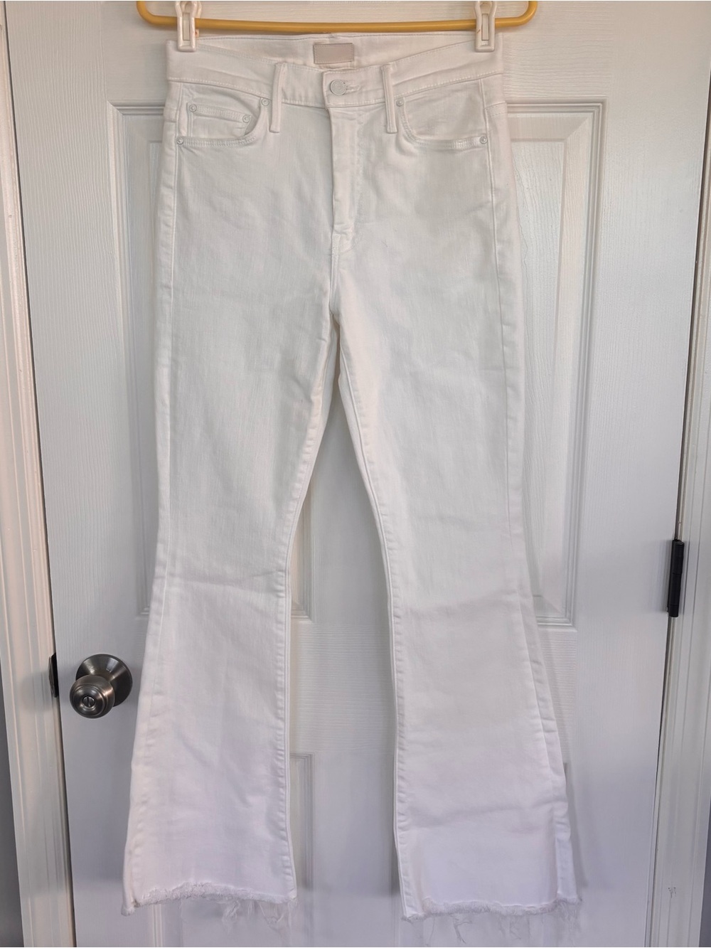 MOTHER White High-Rise Wide Leg Jeans